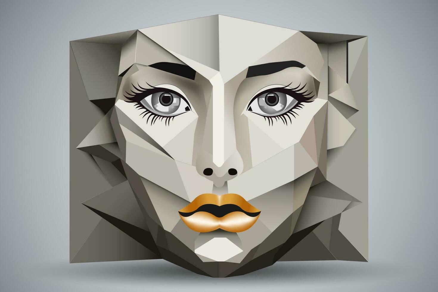 mänsklig ansikte i ett abstrakt stil, kubisk porträtt teckning för grafik, affisch, baner vektor