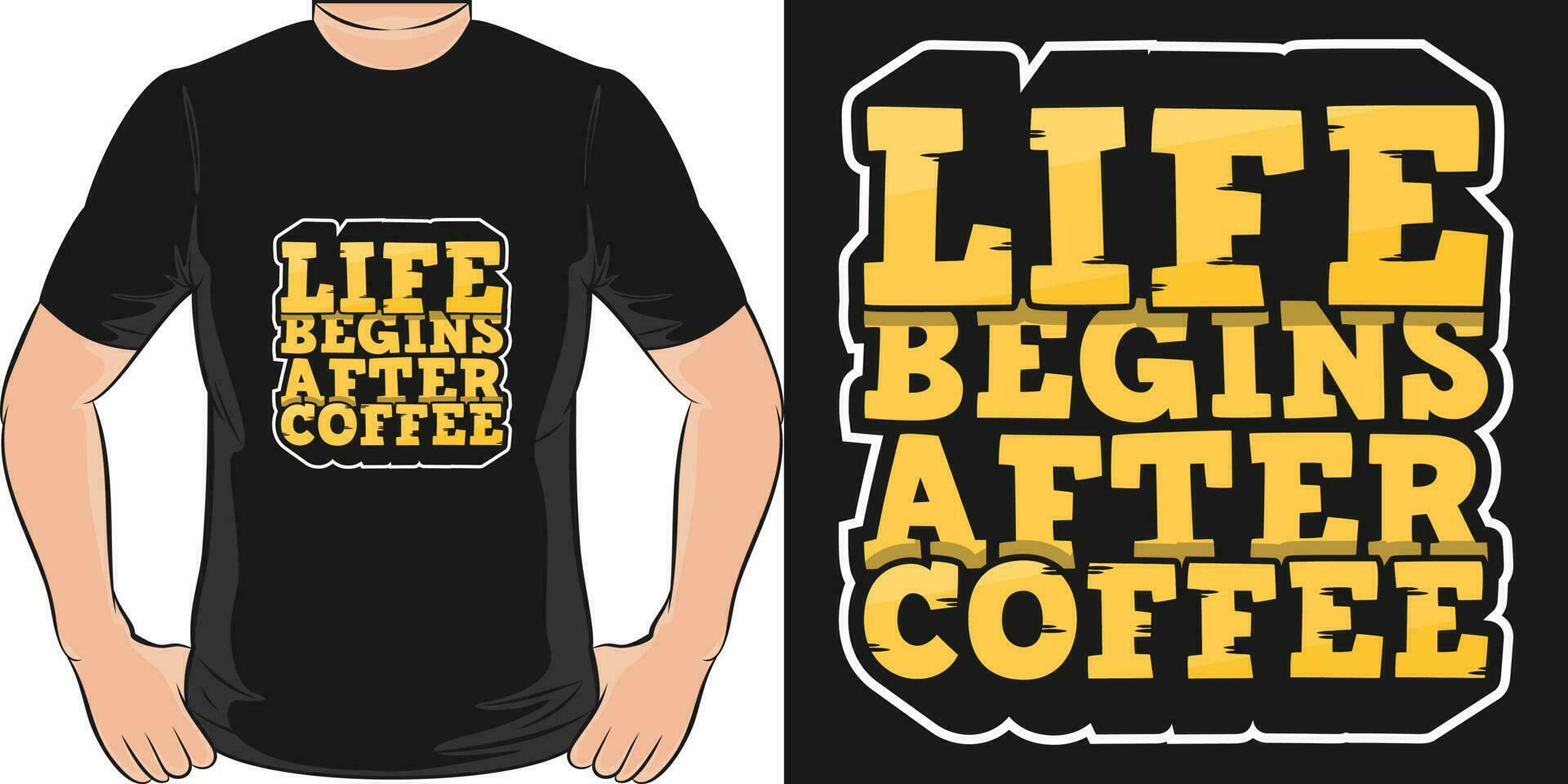 Leben beginnt nach Kaffee, Kaffee Zitat T-Shirt Design. vektor