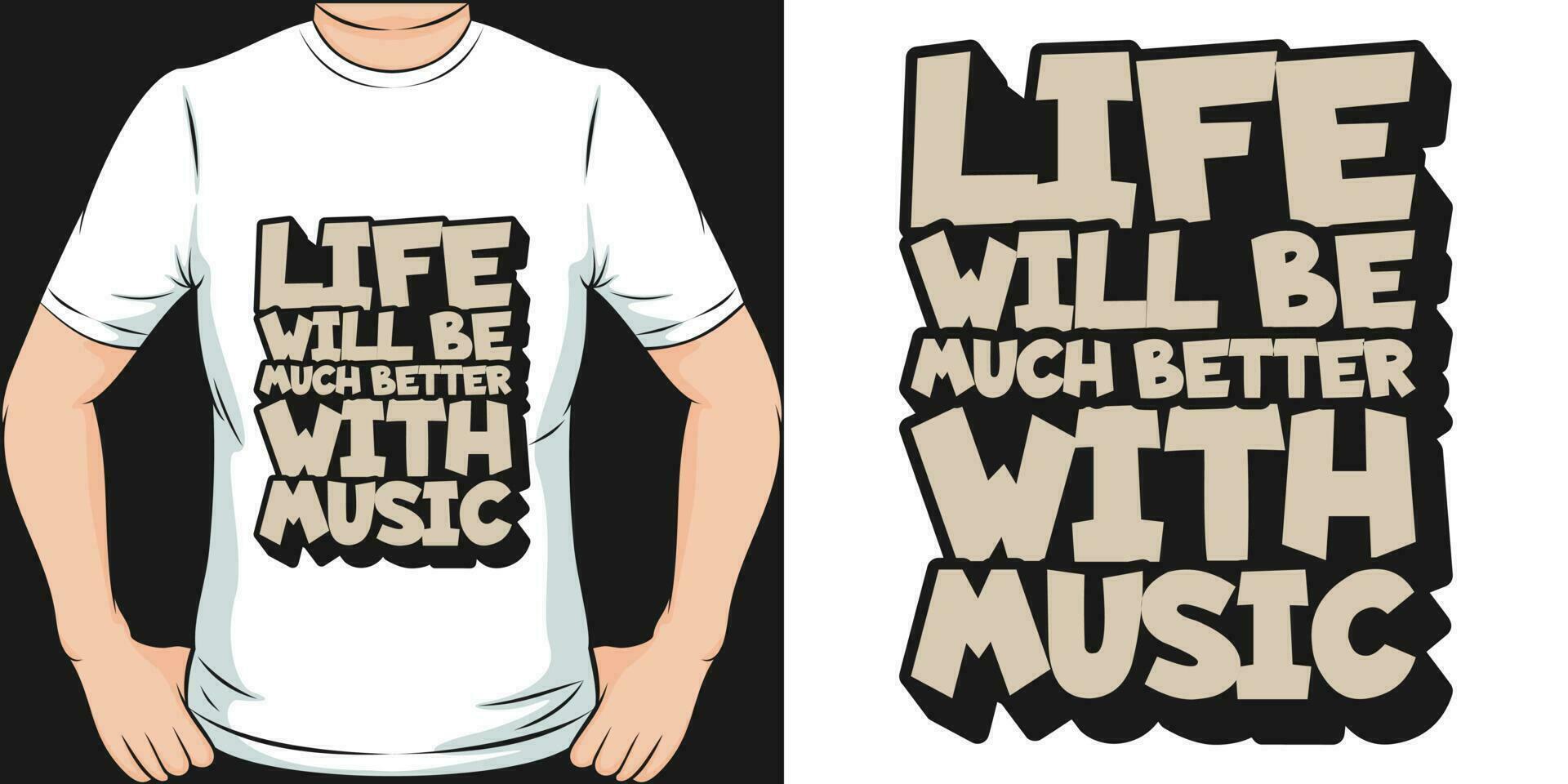 liv kommer vara mycket bättre med musik, musik Citat t-shirt design. vektor