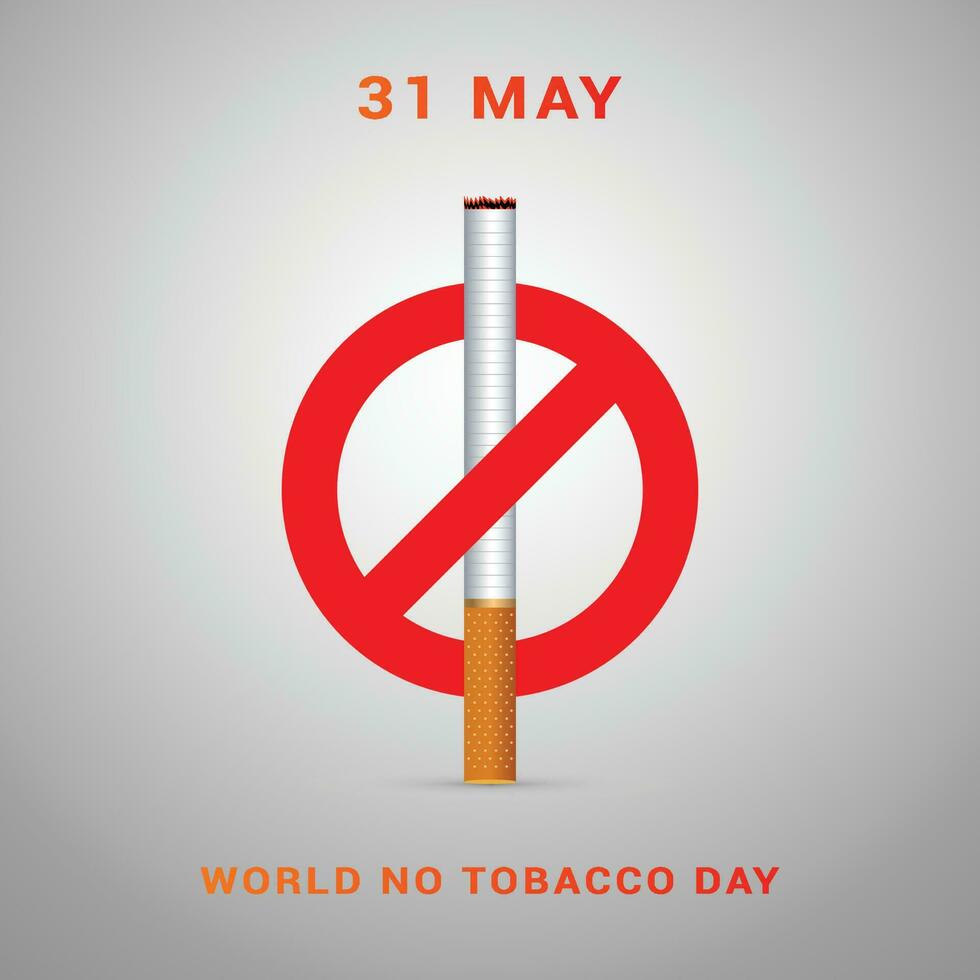 31 Maj värld Nej tobak dag med cigarett och förbjuden tecken medvetenhet social media posta design mall vektor