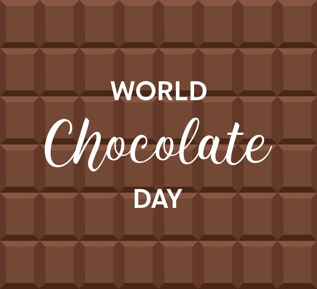 värld choklad dag text med choklad bar bakgrund. vektor