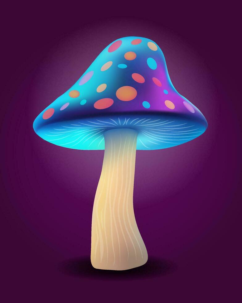 Fantasie Magie mehrfarbig Pilze Betäubungsmittel und berauschend scheinen leuchtend Vektor Illustration isoliert auf Hintergrund