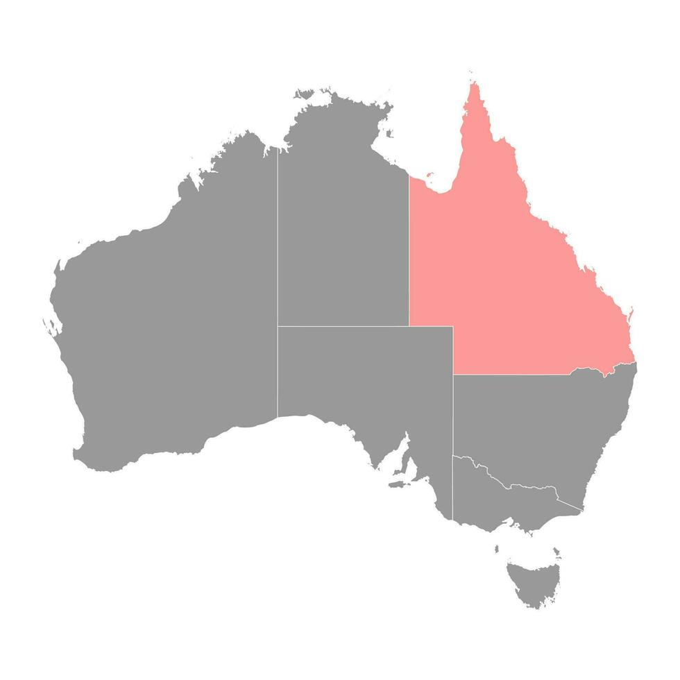 queensland Karta, stat av Australien. vektor illustration.