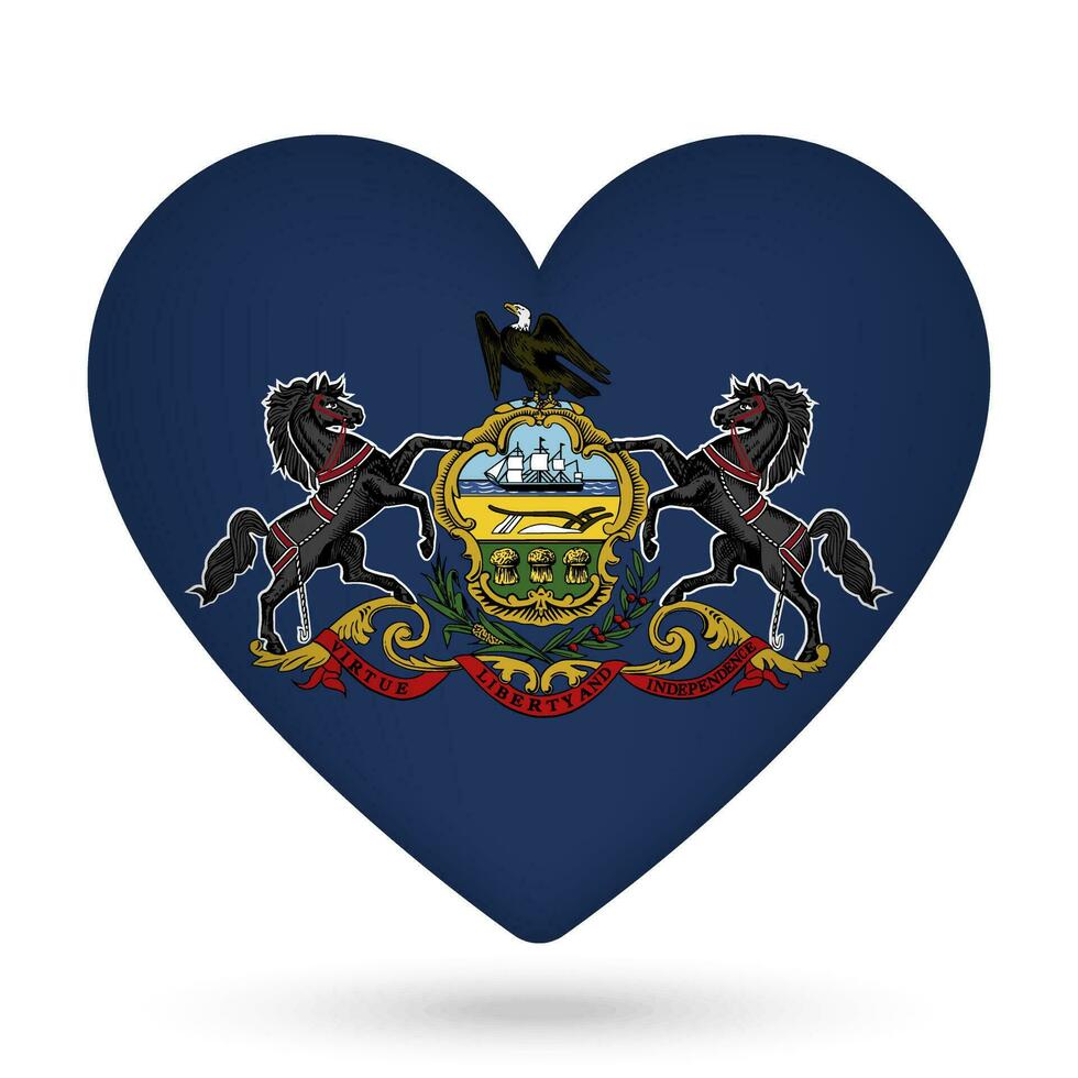 Pennsylvania flagga i hjärta form. vektor illustration.