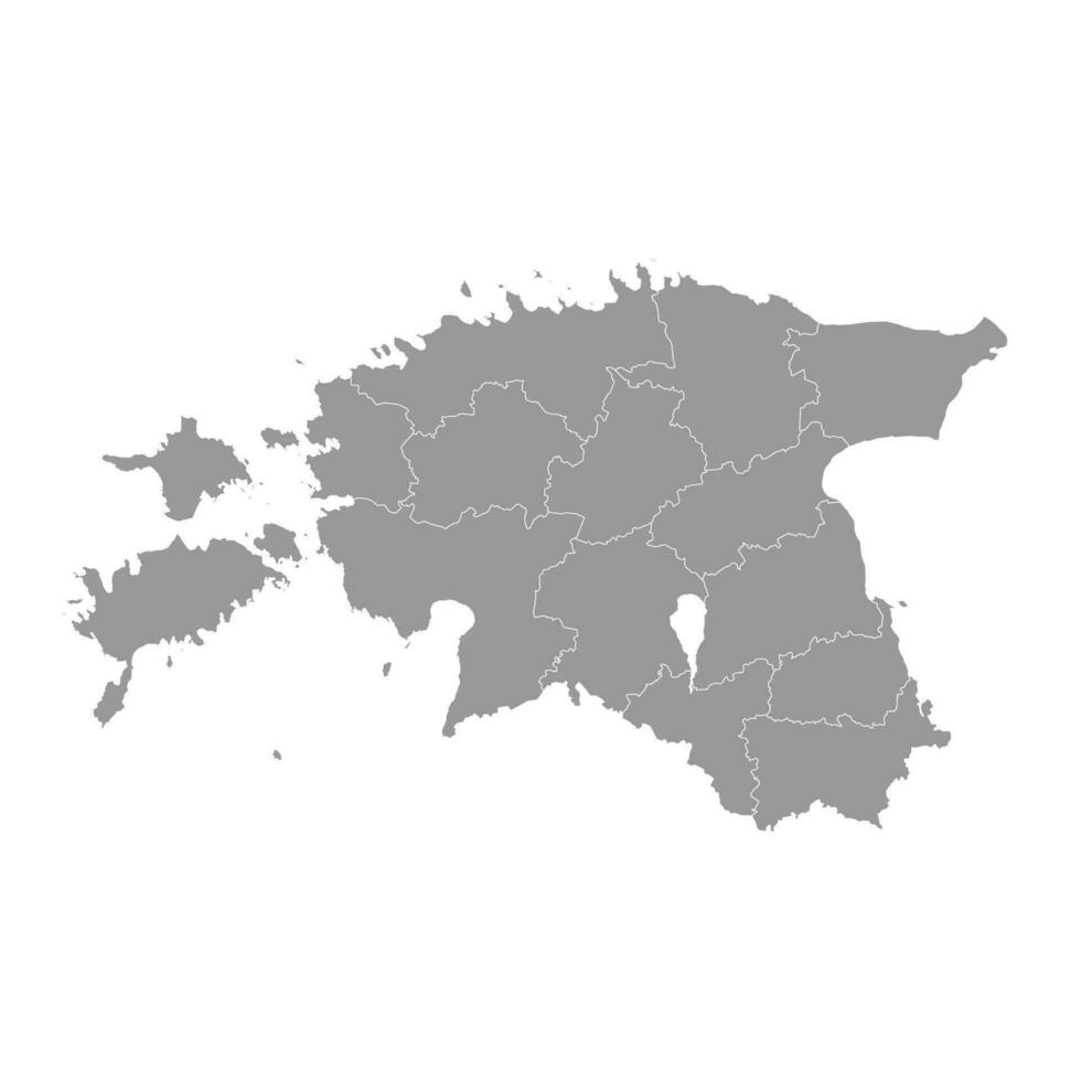 Estland grau Karte mit administrative Unterteilungen. Vektor Illustration.