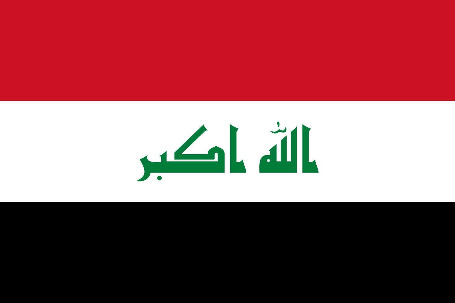 Iraks flagga, officiella färger och proportioner. vektor illustration.