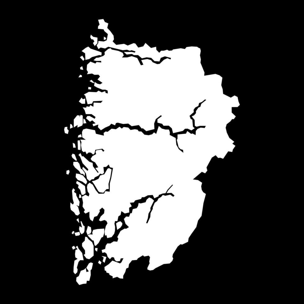 Vestland Bezirk Karte, administrative Region von Norwegen. Vektor Illustration.