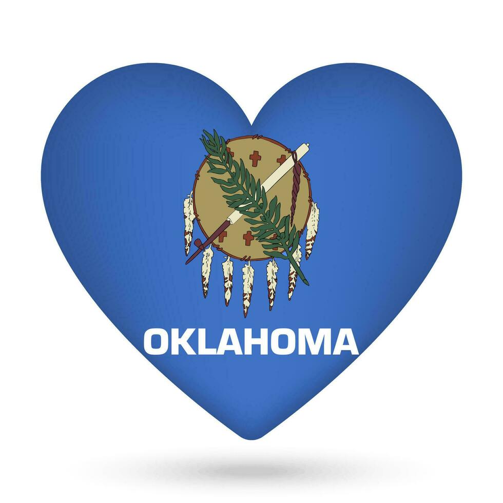 Oklahoma flagga i hjärta form. vektor illustration.