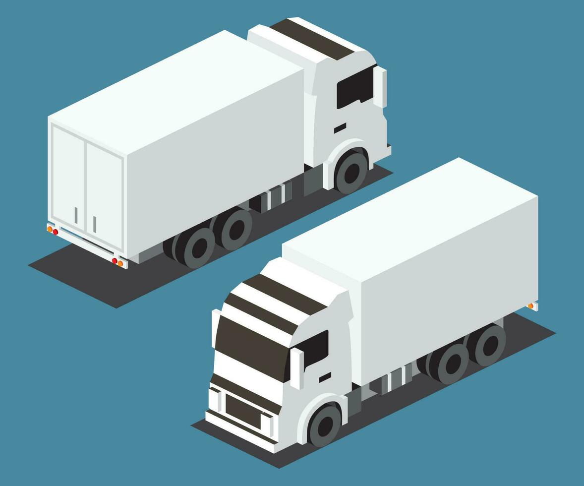 isometrisch klein Ladung LKW. kommerziell Transport. Logistik. Stadt Objekt zum Infografiken. vektor