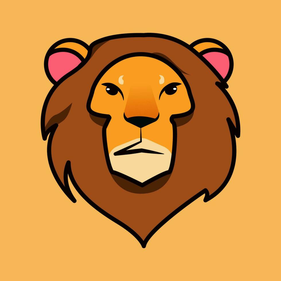 lejon huvud för tecknad serie stil logotyp ikon vektor