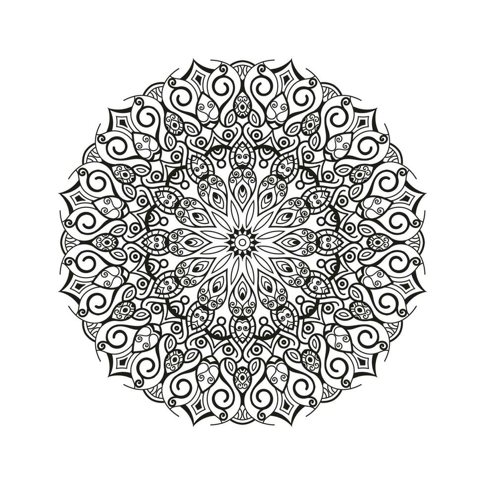 dekorativ mandala och mönster för mehndi, bröllop, islam. översikt mandalas färg bok sida. vektor