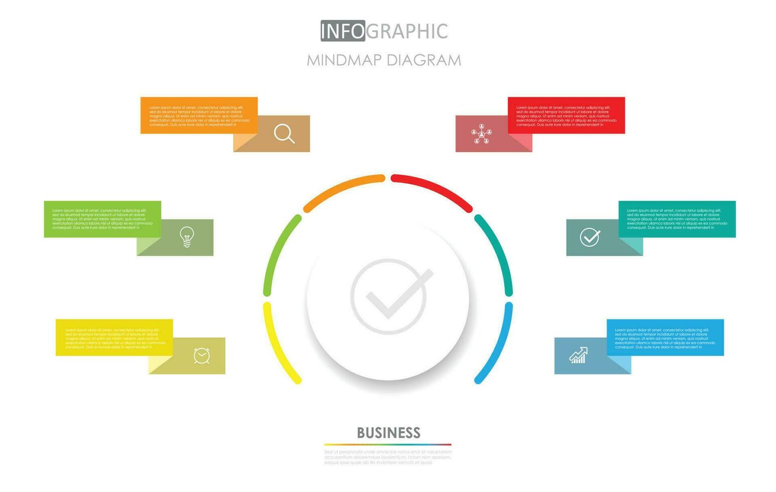 infographic mindmap Diagram projekt. diagram Diagram infographic mall för företag. 6 steg modern tidslinje diagram med mindmap presentation vektor tidslinje infografik.