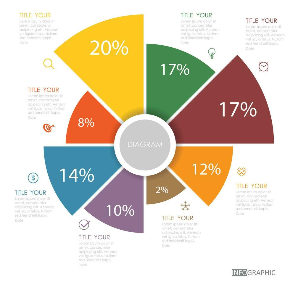 infographic mindmap Diagram projekt. diagram Diagram infographic mall för företag. 8 steg modern tidslinje diagram med presentation vektor mindmap infografik.