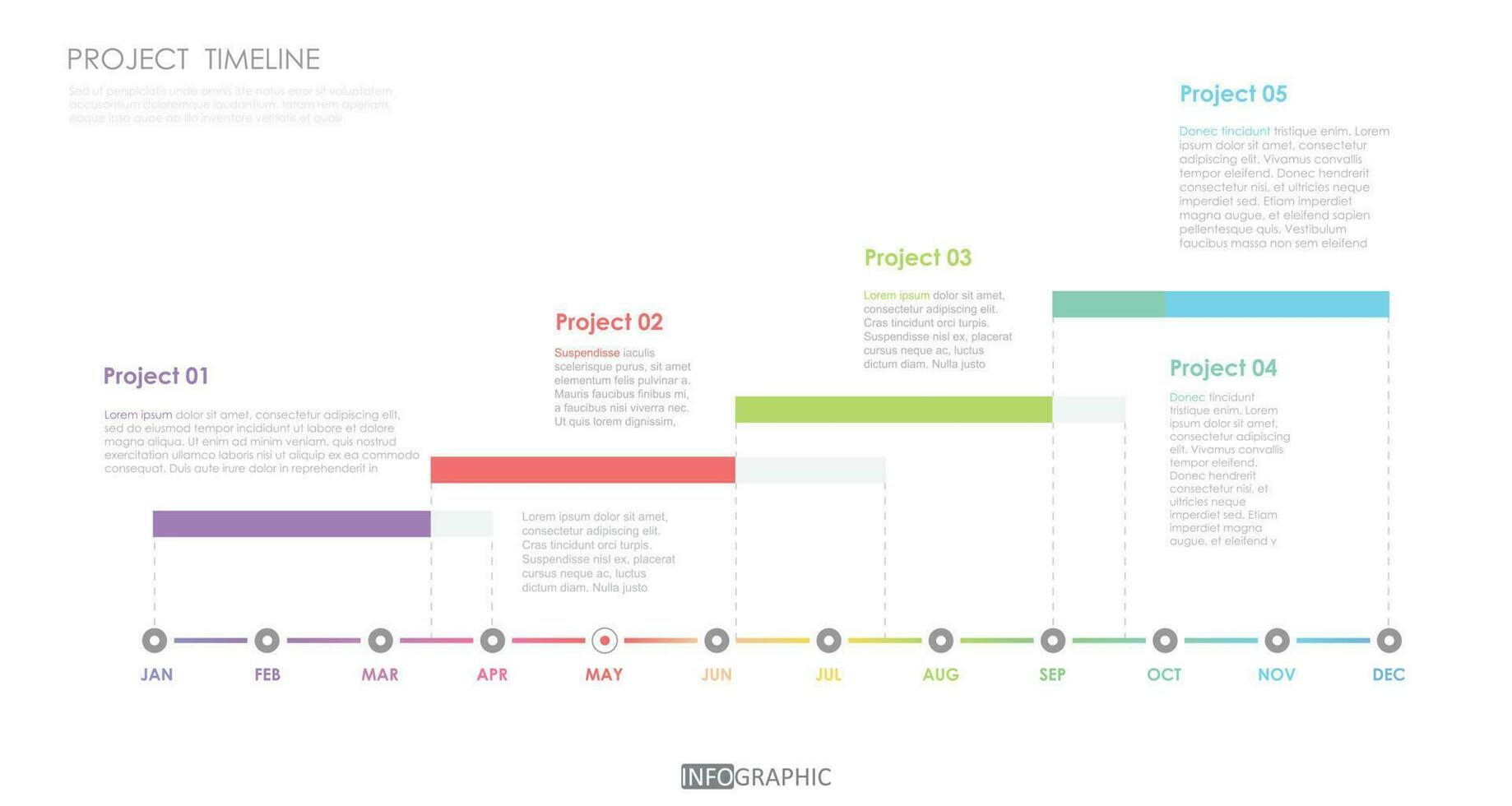 projekt tidslinje diagram infographic färdplan mall för företag. 12 månader modern tidslinje diagram kalender med presentation vektor infografik.