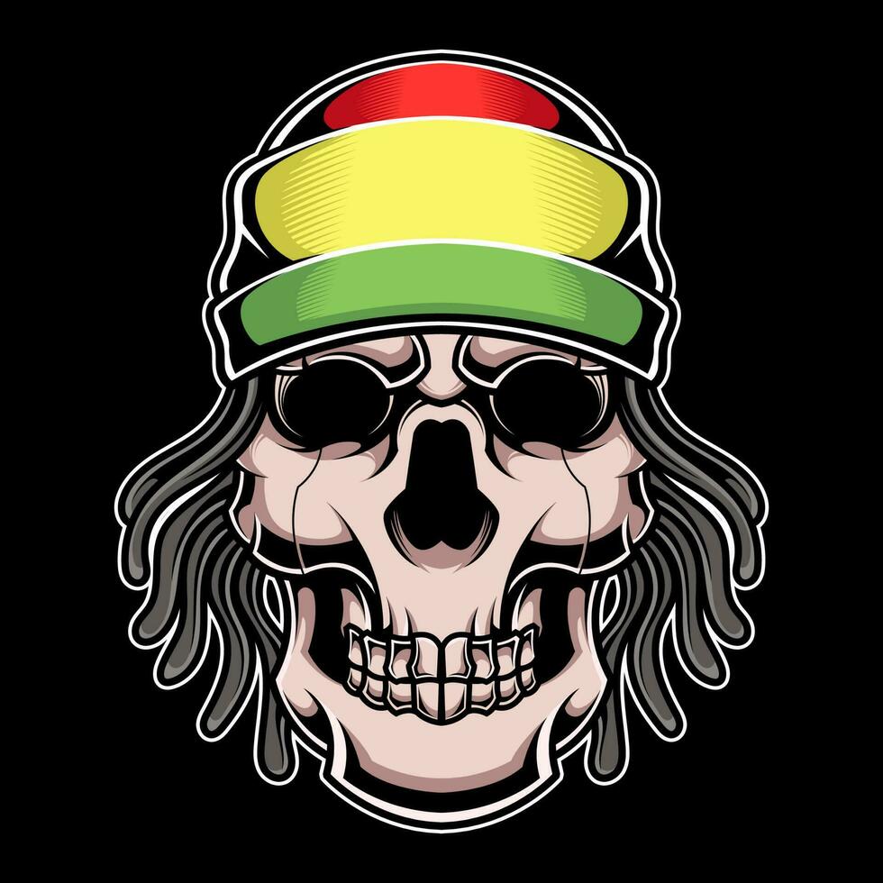 Schädel Kopf tragen Rasta Reggae Hut von Jamaika vektor