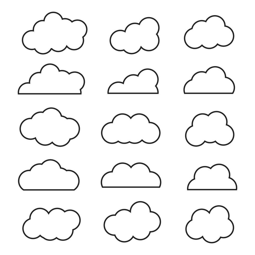 Wetter Symbol, Wolken Vektor bündeln, Himmel Wolken Clip Art, schwarz und Weiß Wolken Folge, Karikatur Wolken bündeln, Linie Kunst Süßigkeiten Wolken Grafik Vektor, Gliederung Regen Wolken Vektor Silhouette