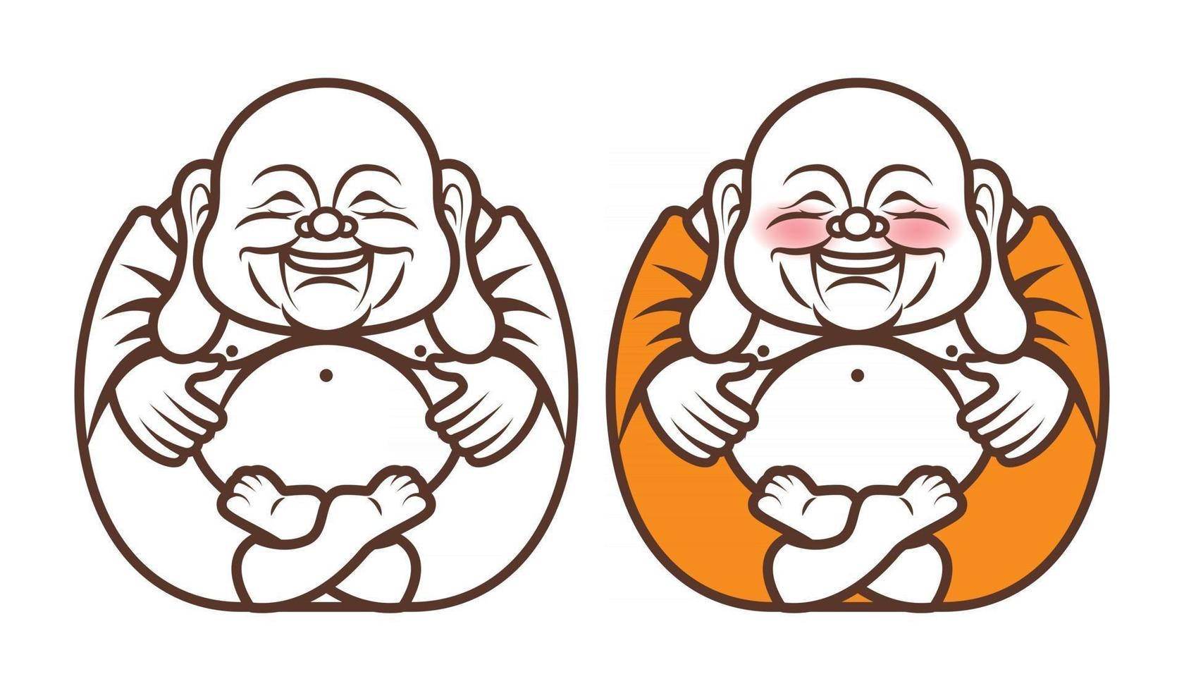 skrattande buddha karaktär med stor mage vektor