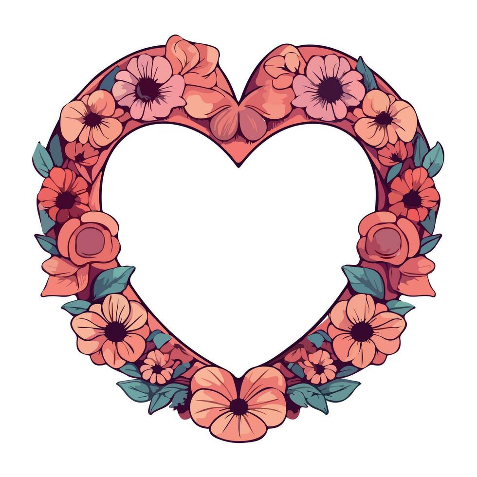 blomma hjärta dekoration blommig kärlek vektor illustration eps10