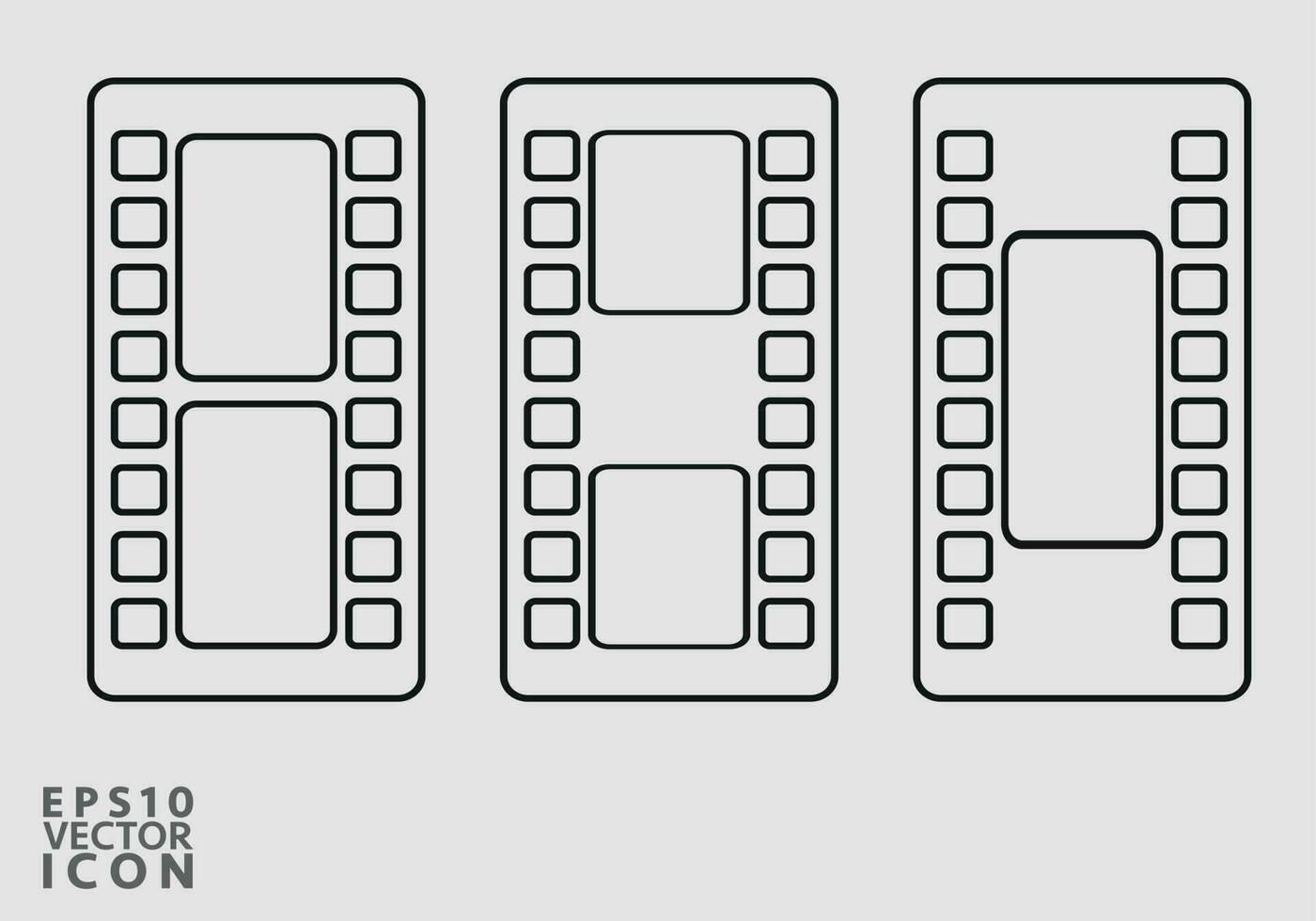 Kino Filmstreifen rollen auf Weiß Hintergrund. leer Negativ Film. 35mm Film rutschen rahmen. Kino oder Foto Rahmen. lang, retro Film Streifen rahmen. Vektor Illustration