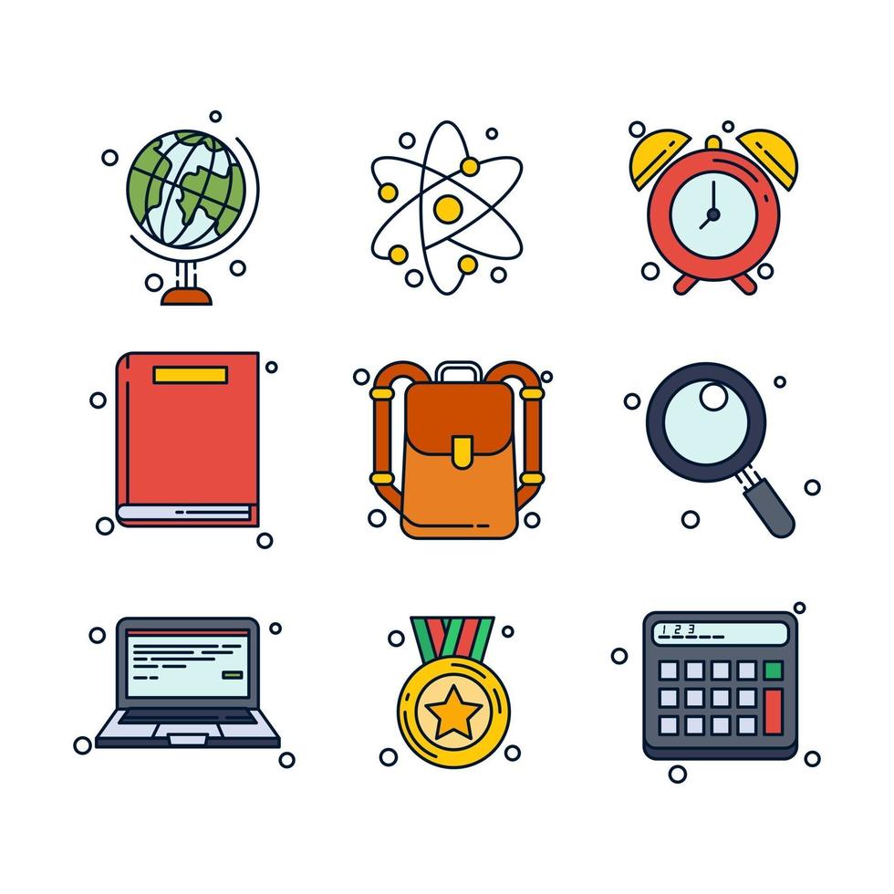 Schulbedarf Icon Set vektor