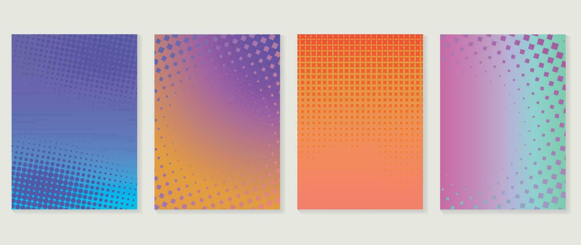 abstrakt Gradient Hintergrund Vektor Satz. minimalistisch Stil Startseite Vorlage mit beschwingt Farbe, Pixel, Punkt, funkeln, Halbton Sammlung. Ideal Design zum Sozial Medien, Poster, Abdeckung, Banner, Flyer.