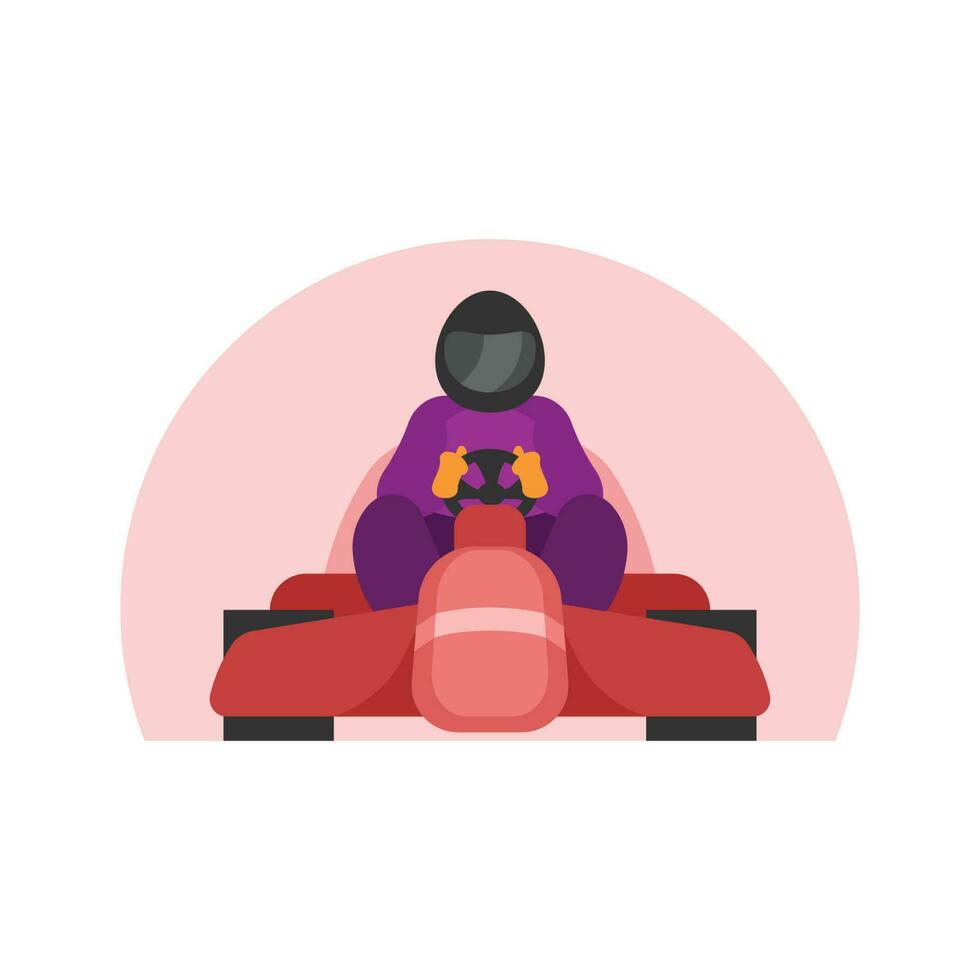 Illustration von ein Person Fahren ein Rennen Auto vektor
