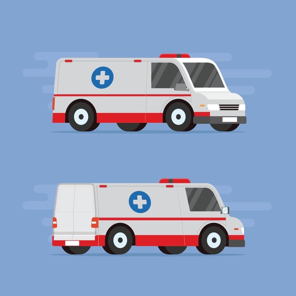 Krankenwagen für eine flache Vektorillustration des Rettungsdienstes vektor