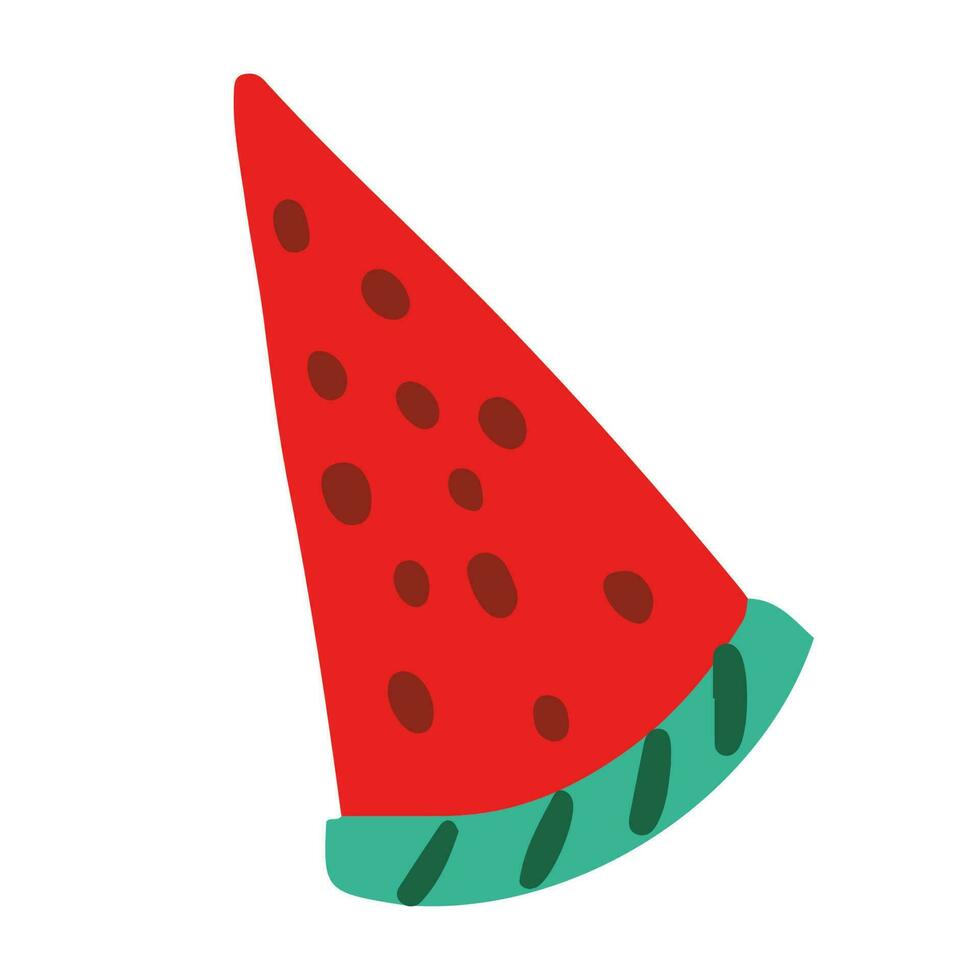 Scheibe von Wassermelone Illustration im Gekritzel Stil. handgemalt Single Frucht. vektor