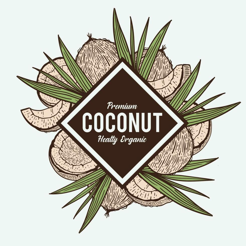 kokos produkt förpackning design vektor
