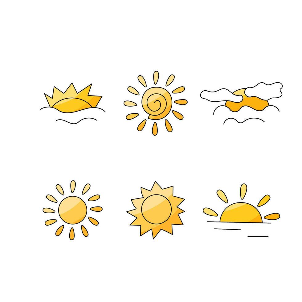 Sol väder värme moln hav horisont. vektor illustration