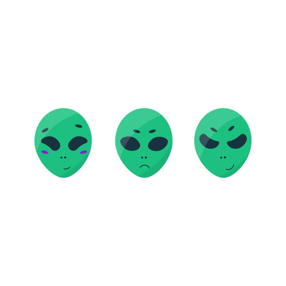Außerirdischer UFO kosmisch Emotionen Gesichter Traurigkeit Freude Zorn vektor