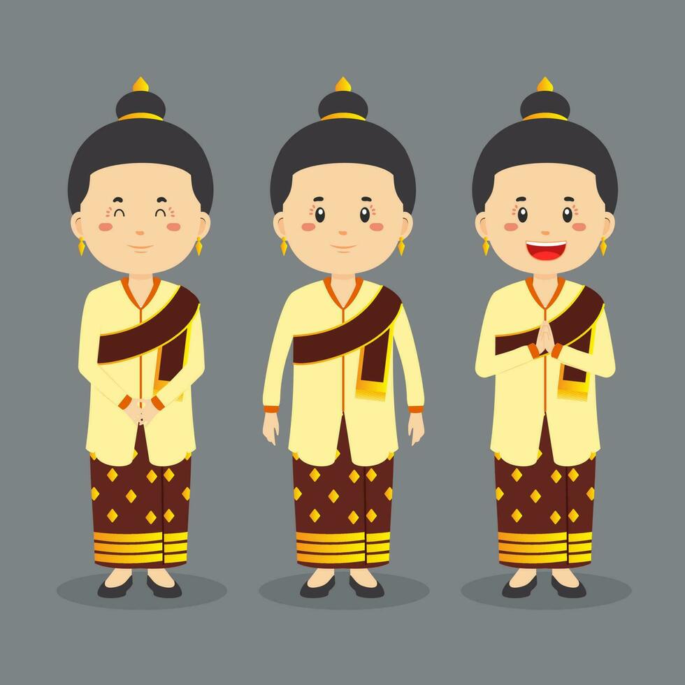 laos karaktär med olika uttryck vektor