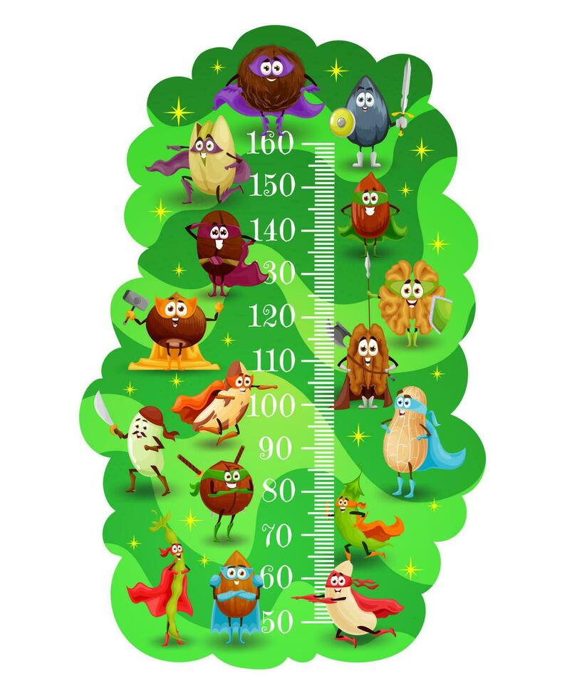 Kinder Höhe Diagramm, Nüsse Superhelden und Verteidiger vektor