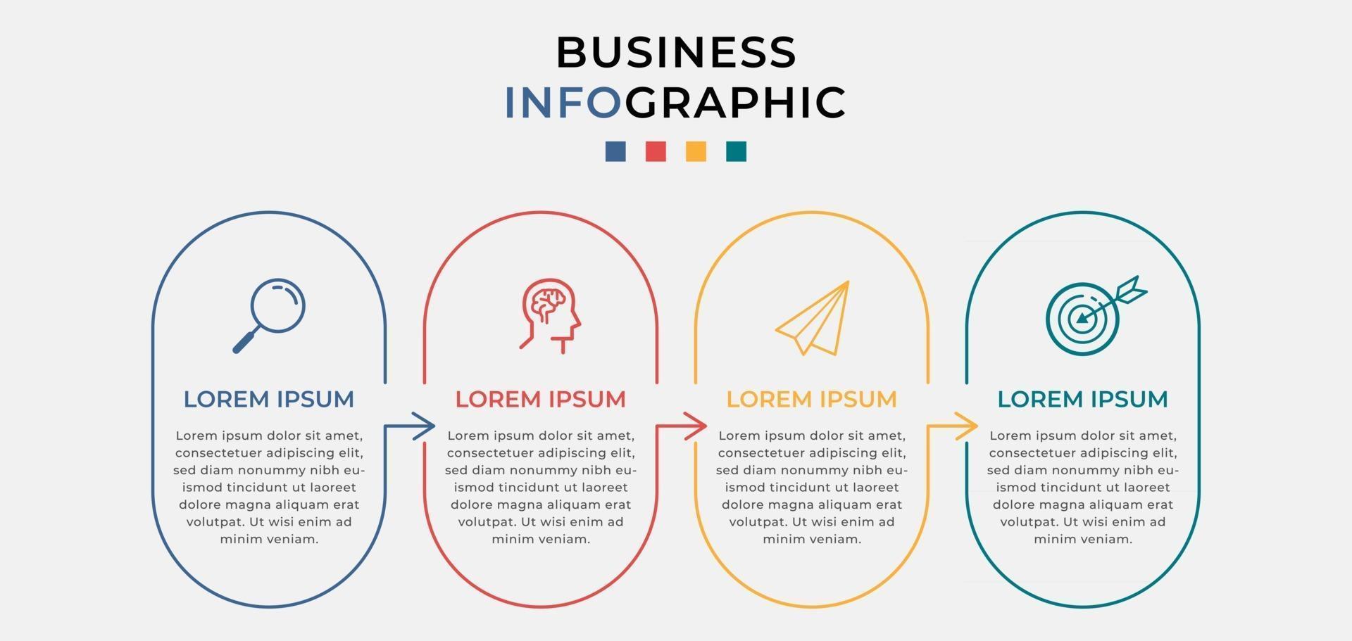 minimal affärslinje infographics mall tidslinje med fyra steg alternativ och marknadsföring ikoner vektor