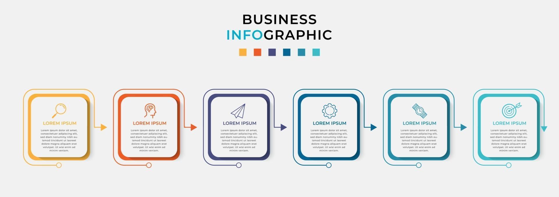 vektor infographic design affärsmall med ikoner och 6 alternativ eller steg