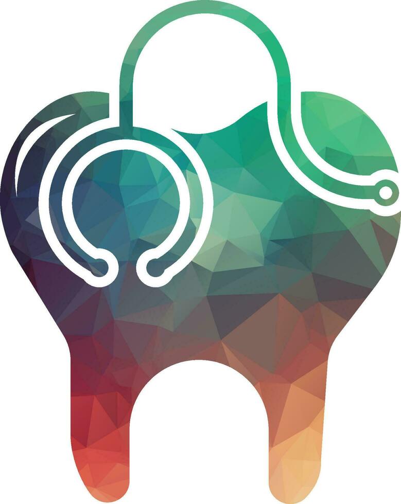 dental stetoskop logotyp, dental klinik logotyp tand abstrakt design vektor