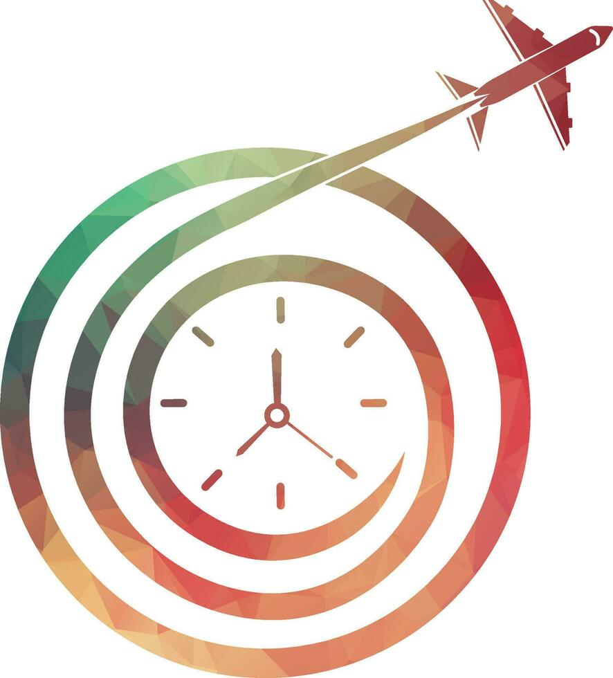 Reise Zeit Logo Designs Konzept Vektor, Flugzeug und Timer Logo Symbol Symbol Vorlage vektor