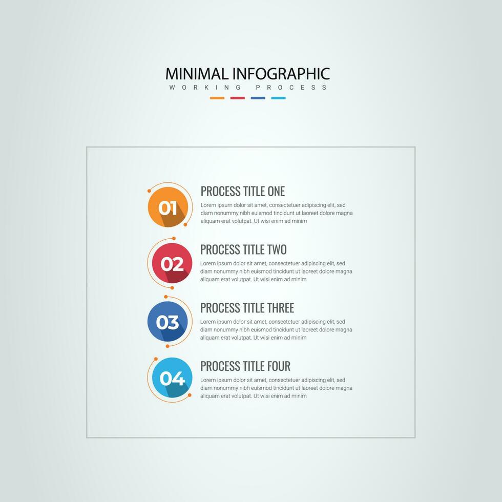 Business-Infografik Thin-Line-Prozess mit quadratischem Vorlagendesign mit Symbolen und 4 Optionen oder Schritten. Vektor-Illustration. vektor