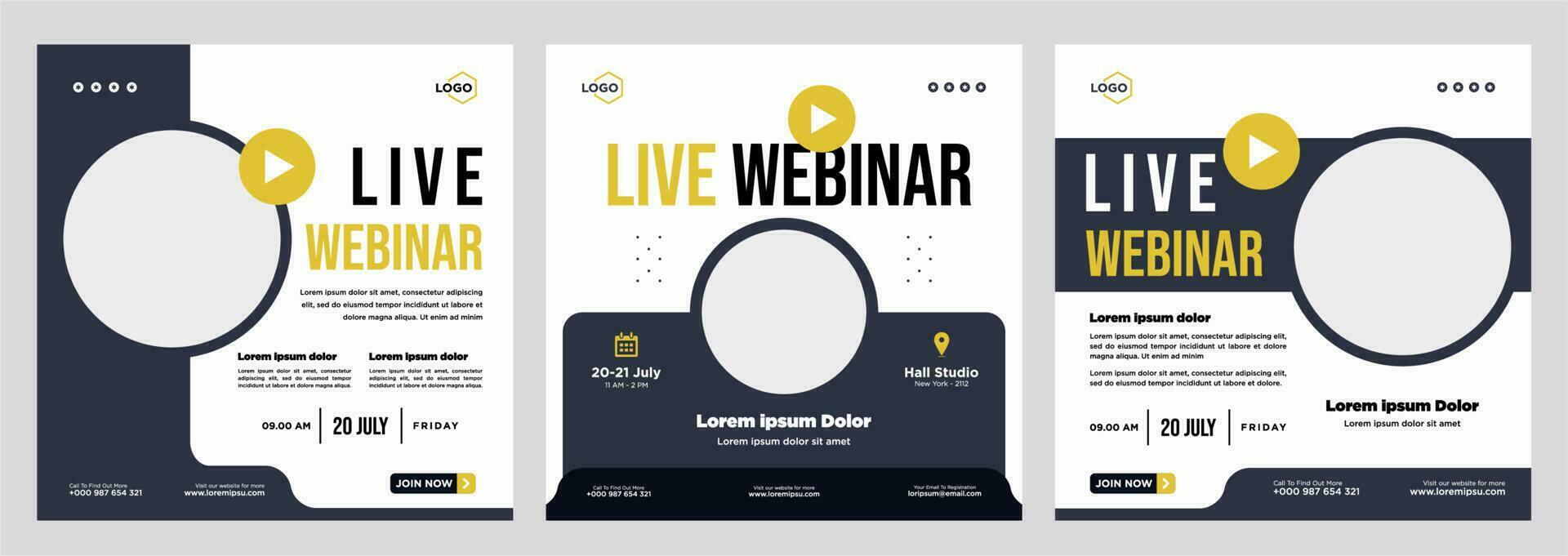 Live-Webinar für digitales Marketing und Social-Media-Beitrag oder Vorlagenbanner für Unternehmen vektor