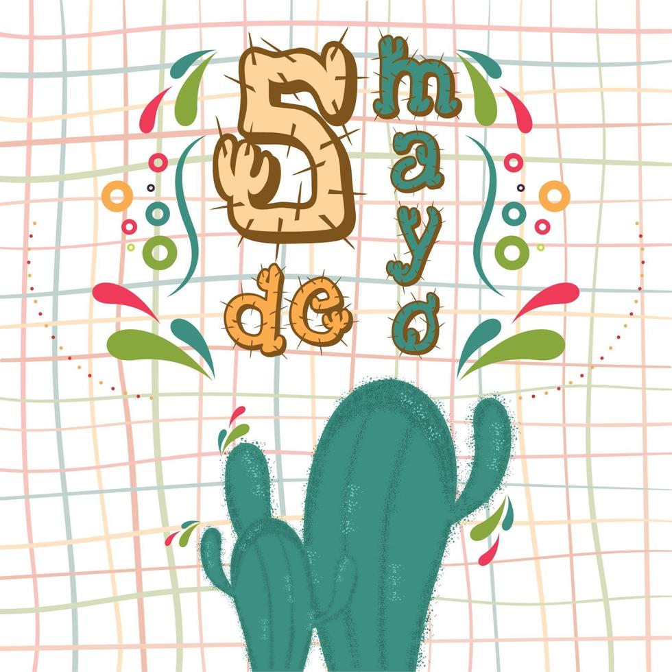 kaktus på en cinco de mayo-affisch med ornament vektor