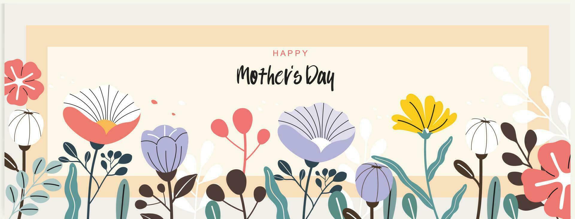 Mutter Tag Banner, Poster, Gruß Karte, Hintergrund Design mit schön blühen Blumen. Vektor Illustration.