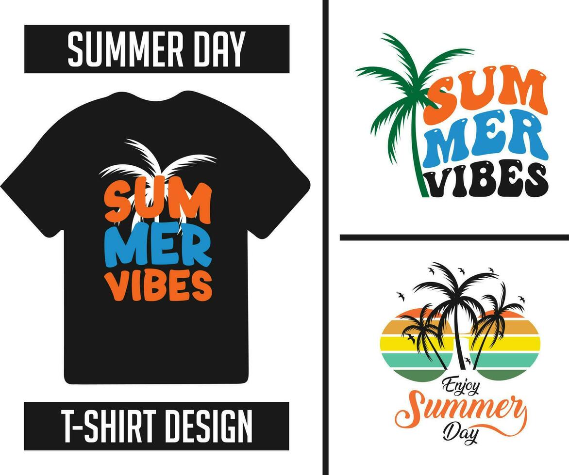 sommar t-shirt bunt design redo för skriva ut vektor