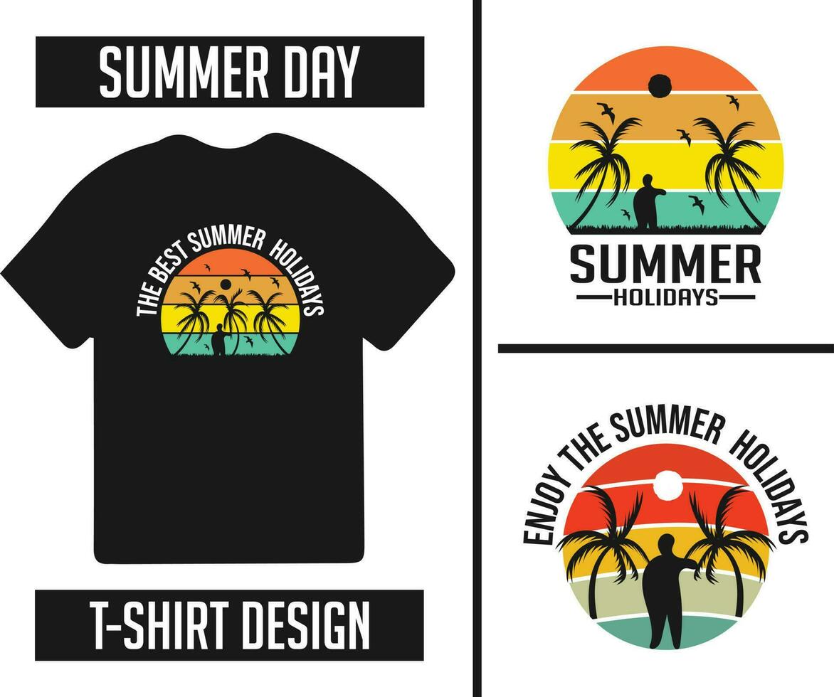 Sommer- T-Shirt bündeln Design bereit zum drucken vektor