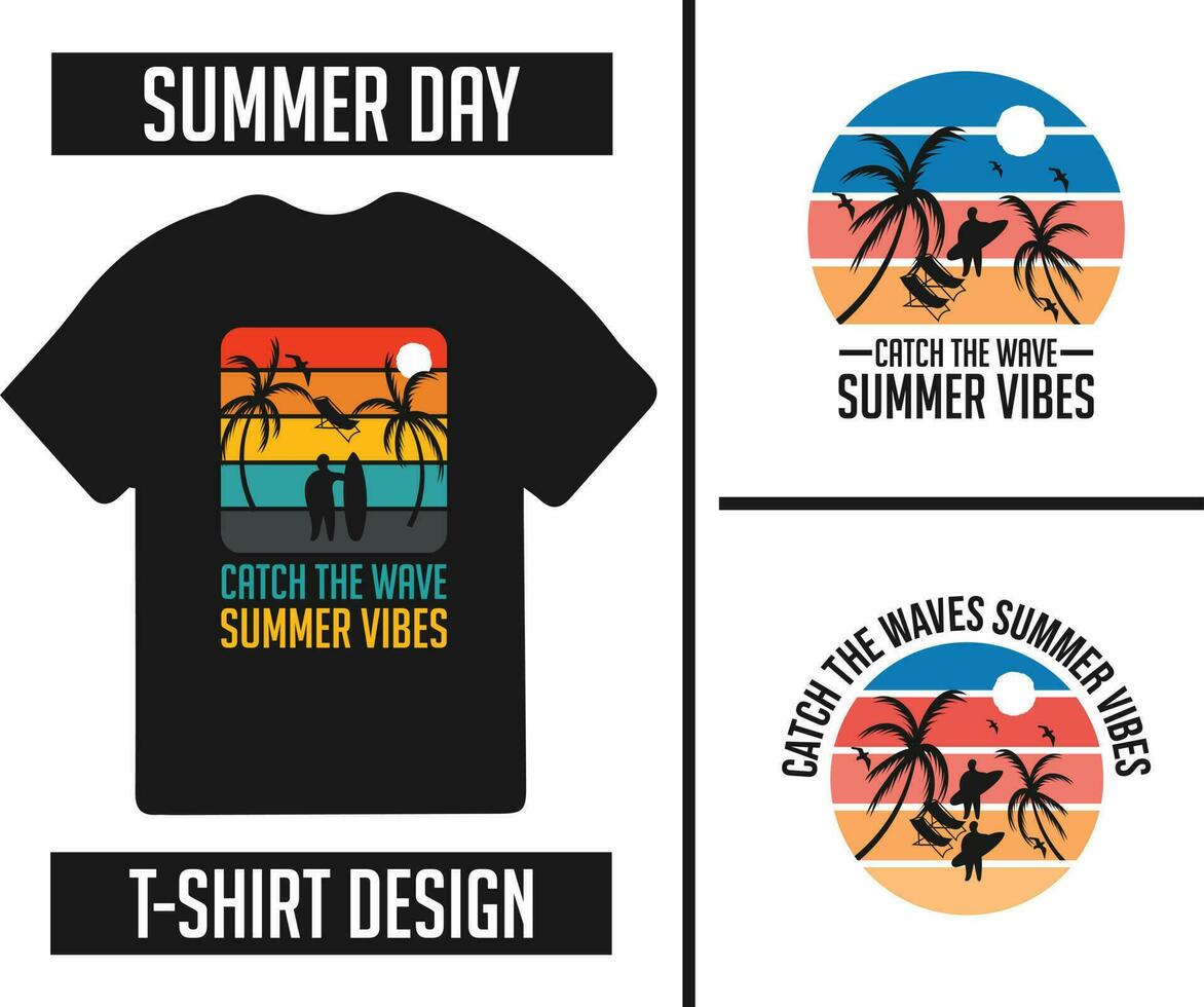Sommer- T-Shirt bündeln Design bereit zum drucken vektor