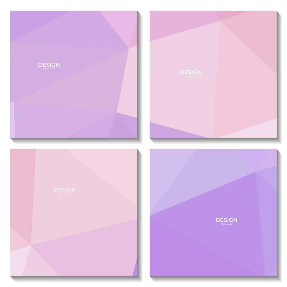 einstellen von Quadrate Vorlage mit abstrakt geometrisch Rosa und lila Hintergrund mit Dreiecke gestalten vektor