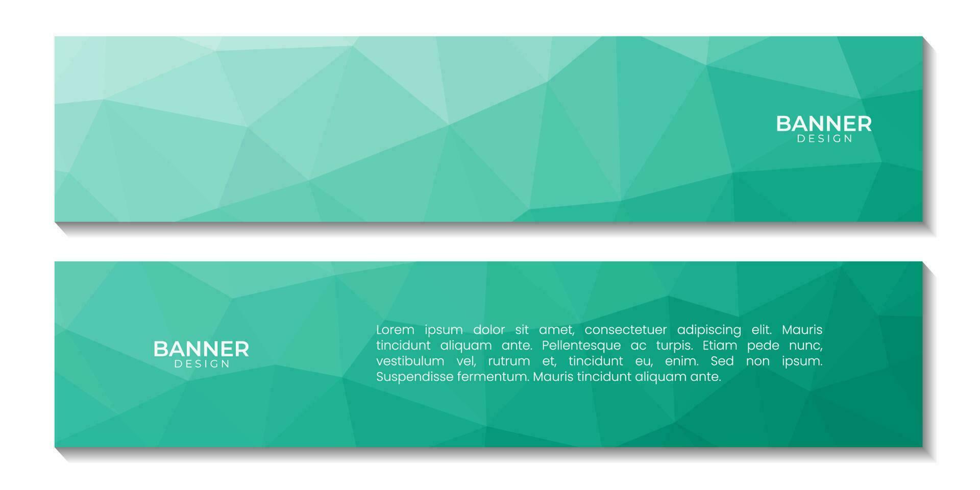 uppsättning av social media banderoller med abstrakt trianglar grön bakgrund. vektor illustration.