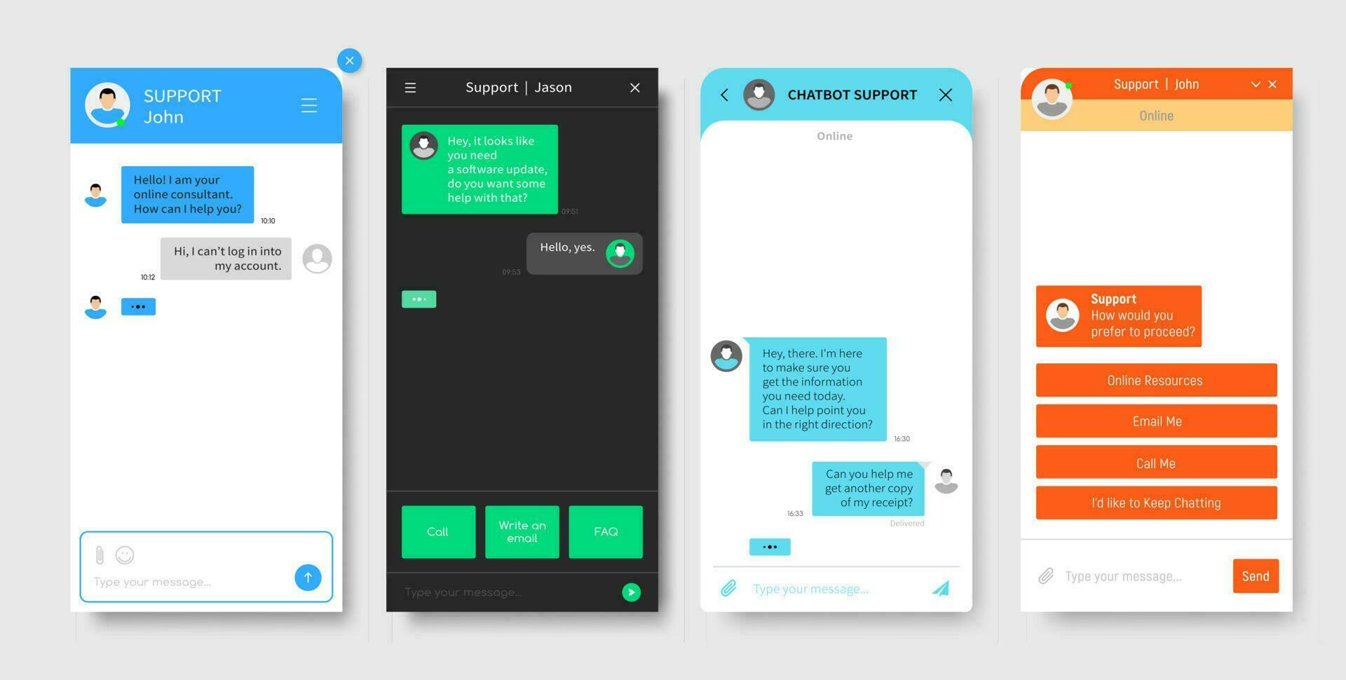 Unterstützung Plaudern Fenster, Chatbot oder bot Bote App vektor