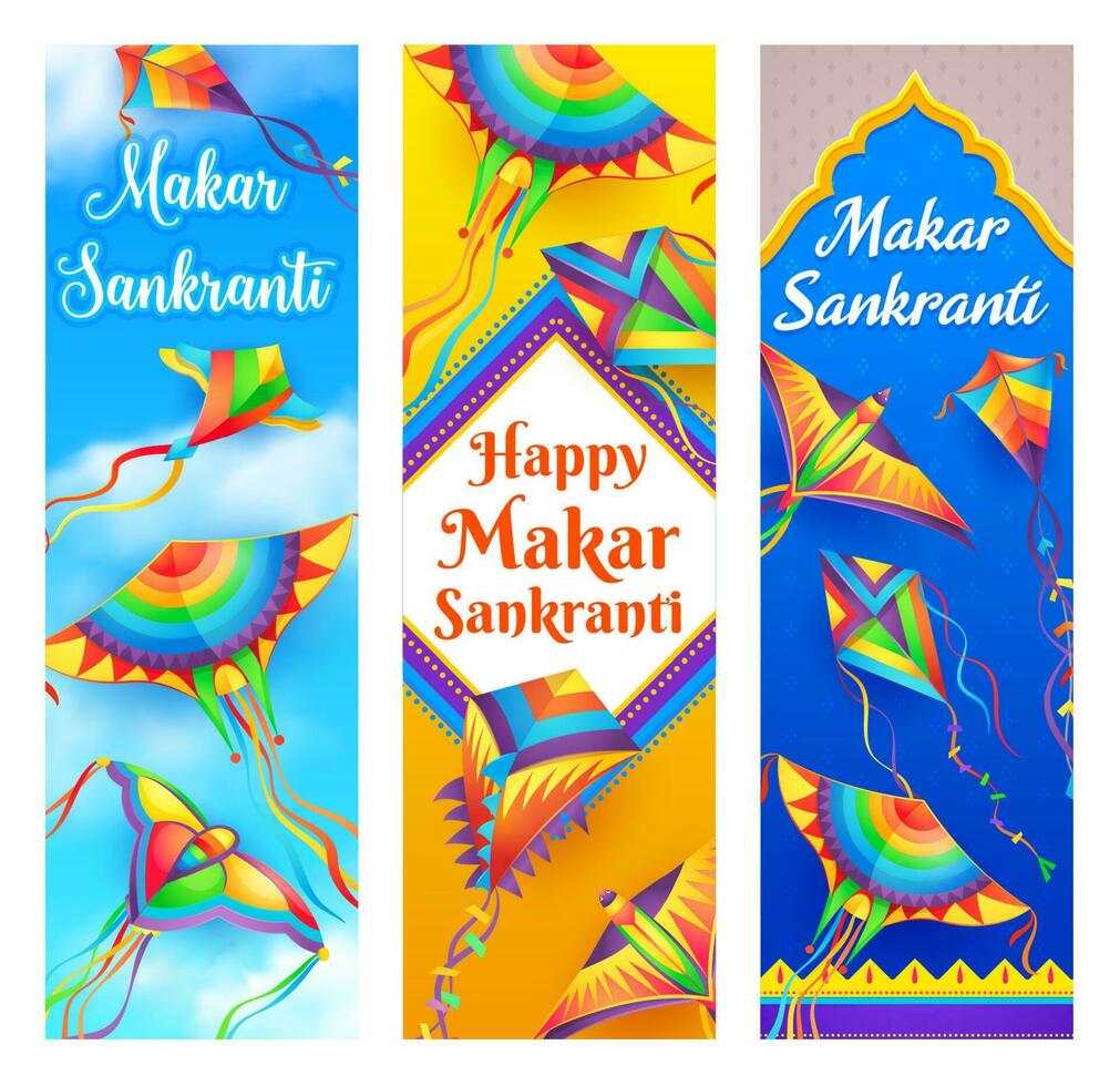 Makar Sankranti Drachen Banner von indisch Festival vektor