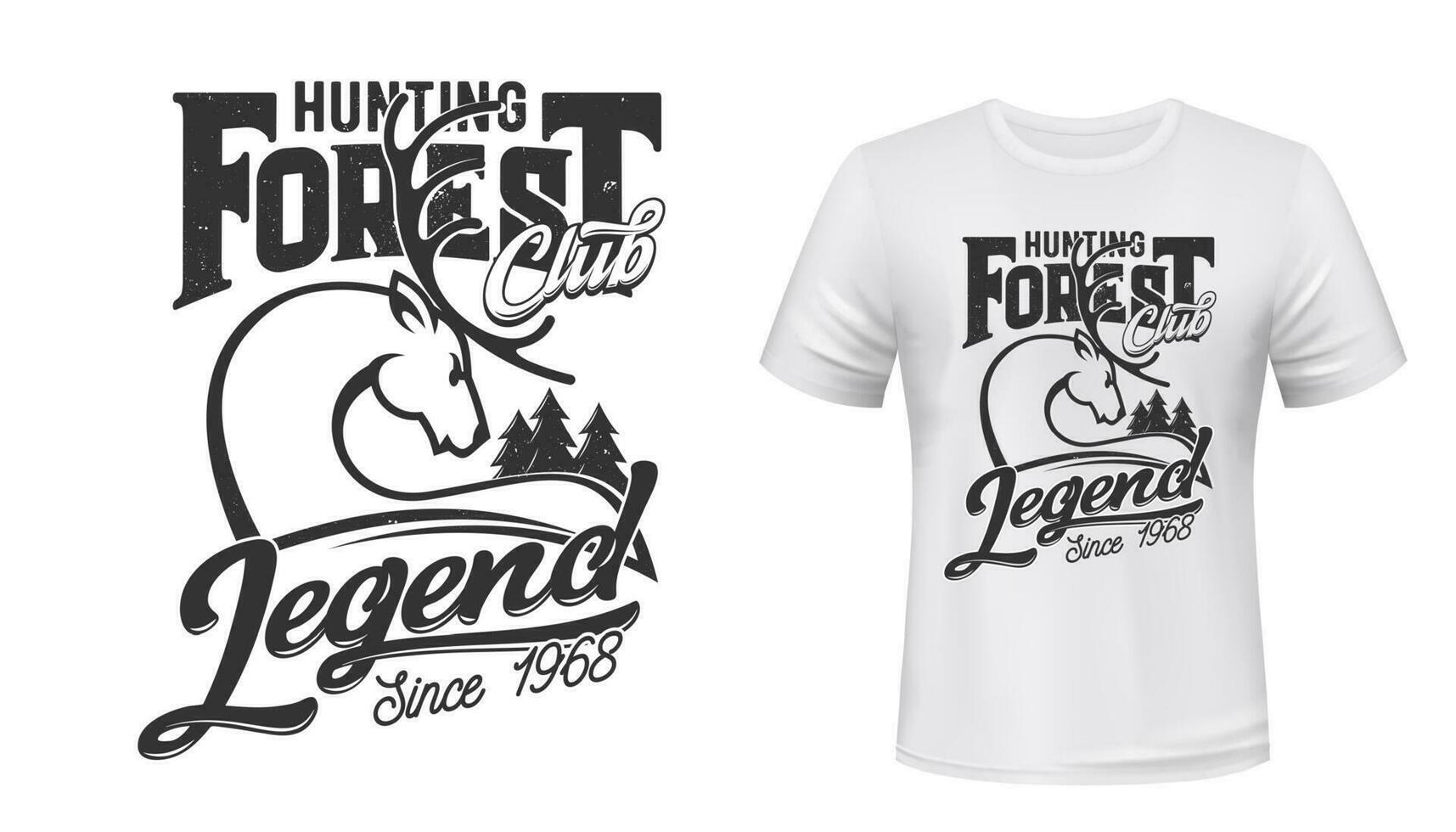 rådjur jakt klubb t-shirt skriva ut attrapp skog jaga vektor