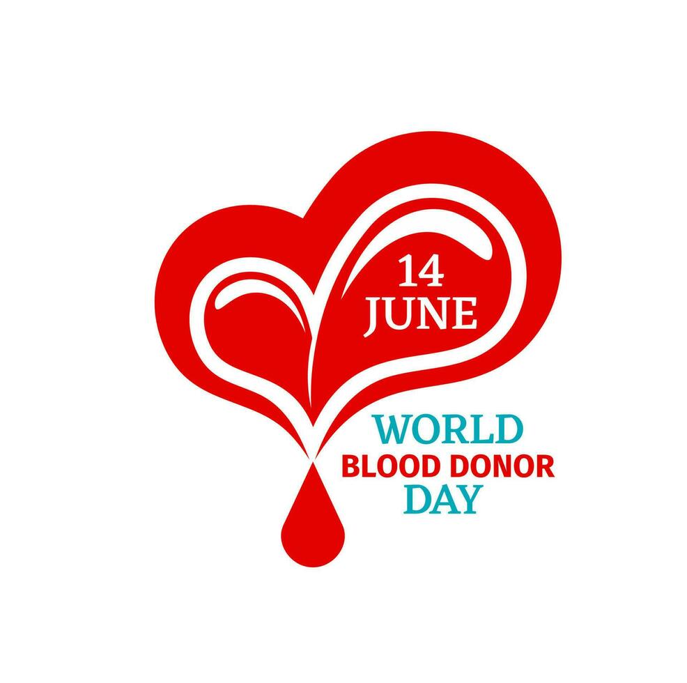 Welt Blut Spender Tag Symbol, Herz und Blut fallen vektor